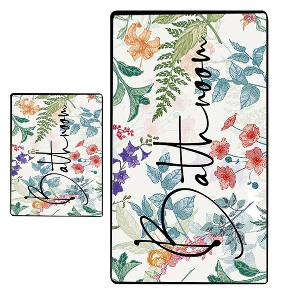 Set di tappetini per il bagno 2 pz 60x100 cm Green In Flower – Foutastic