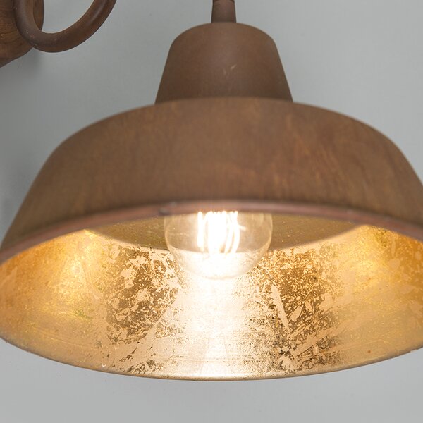 Set di 2 lampade da parete ruggine con interno dorato - Factory