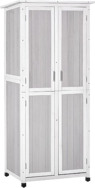 VivaGarden Armadio da Esterno / Balcone in Legno 2 Ante Dimensioni 77x58x175 cm colore Grigio