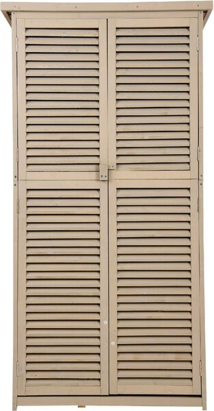 VivaGarden Armadio da Esterno / Balcone in Legno 2 Ante Dimensioni 87x46.5x160 cm colore Grigio