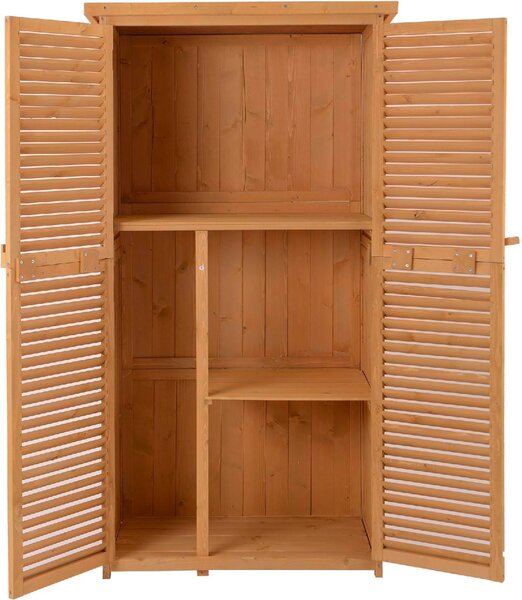 VivaGarden Armadio da Esterno / Balcone in Legno 2 Ante Dimensioni 87x46.5x160 cm colore Legno Naturale