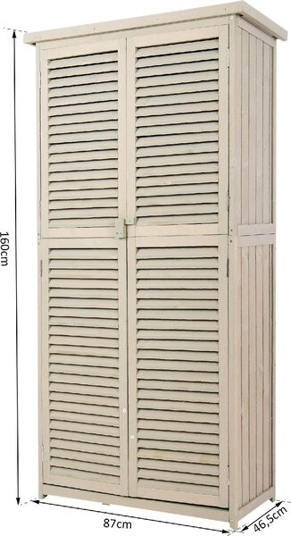 VivaGarden Armadio da Esterno / Balcone in Legno 2 Ante Dimensioni 87x46.5x160 cm colore Grigio