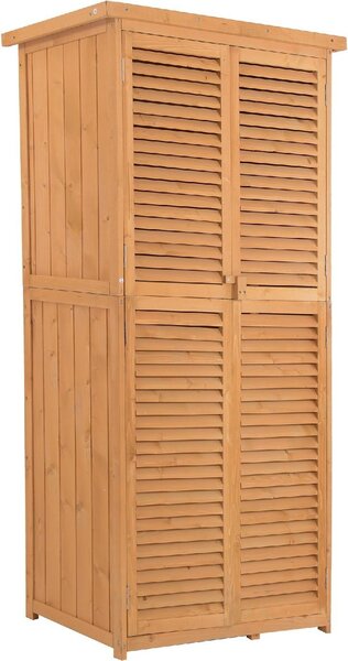 VivaGarden Armadio da Esterno / Balcone in Legno 2 Ante Dimensioni 87x46.5x160 cm colore Legno Naturale