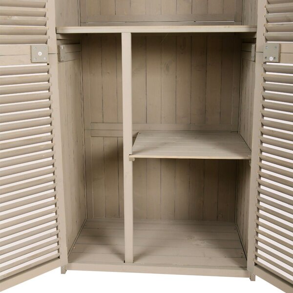 VivaGarden Armadio da Esterno / Balcone in Legno 2 Ante Dimensioni 87x46.5x160 cm colore Grigio