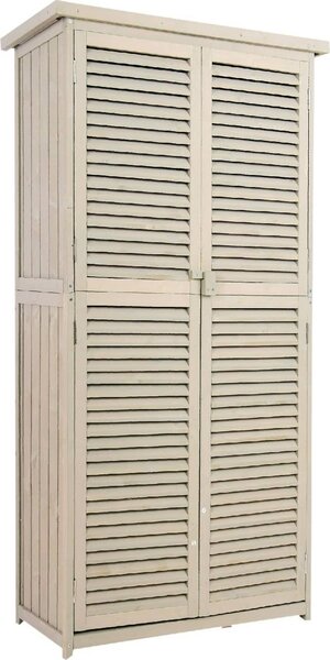 VivaGarden Armadio da Esterno / Balcone in Legno 2 Ante Dimensioni 87x46.5x160 cm colore Grigio