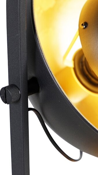 Lampada da terra industriale nera con oro 3 luci - Magnax