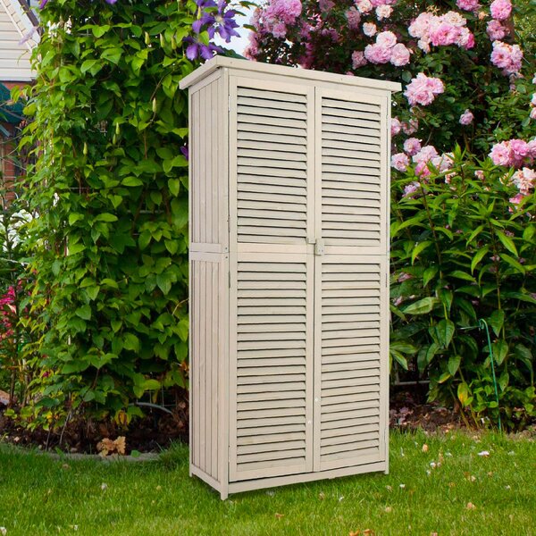 VivaGarden Armadio da Esterno / Balcone in Legno 2 Ante Dimensioni 87x46.5x160 cm colore Grigio