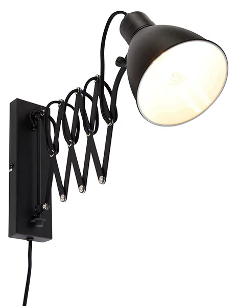 Lampada da parete industriale nera con braccio regolabile - Merle