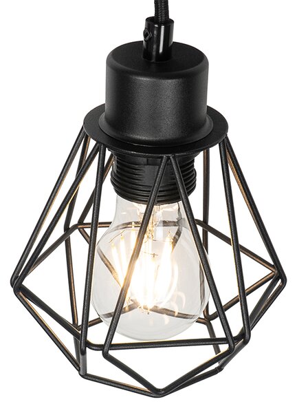 Applique da parete rustica nera con legno - Chon
