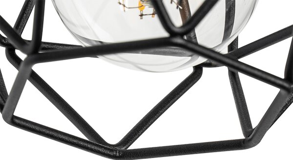 Lampada da parete smart nera con legno incl. WiFi A60 - Chon