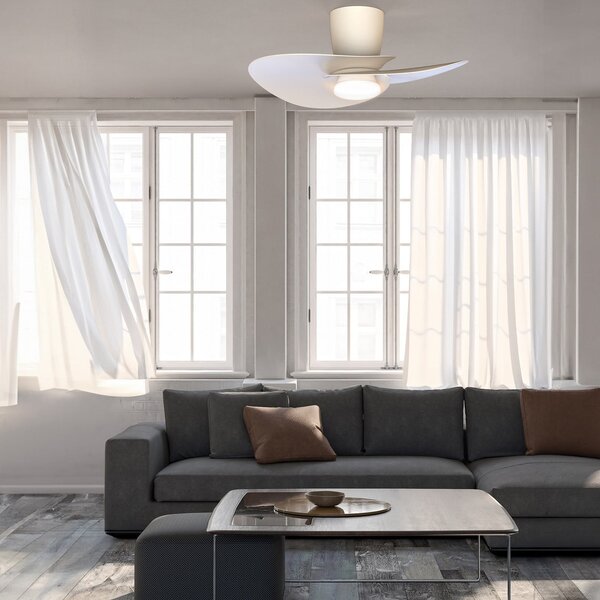 Ventilatore da soffitto LED Nenufar bianco DC silenzioso CCT - Mantra Mantra Iluminación, Nenufar, dimmerabile, Bianco, Soggiorno, Alluminio, Moderno