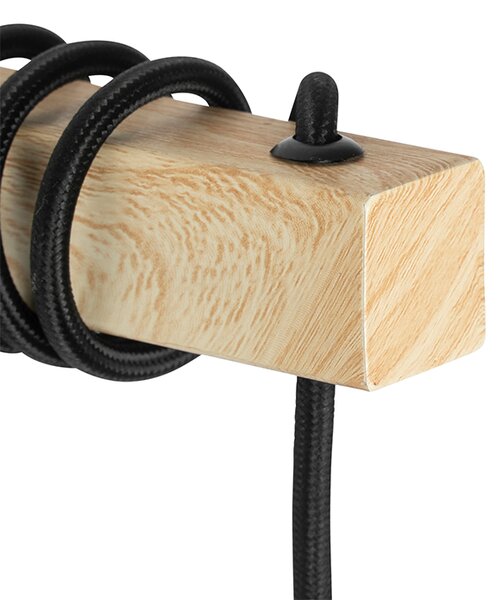 Applique da parete rustica nera con legno - Chon