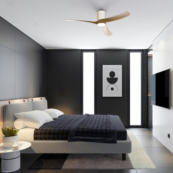 Ventilatore da soffitto LED Nemo II L bianco/legno DC silenzioso - Mantra Mantra Iluminación, Nemo II L, dimmerabile, Bianco, Soggiorno, Metallo, Moderno
