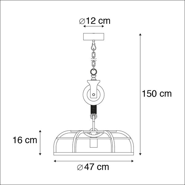 Lampada a sospensione industriale acciaio nero - CAMELOT