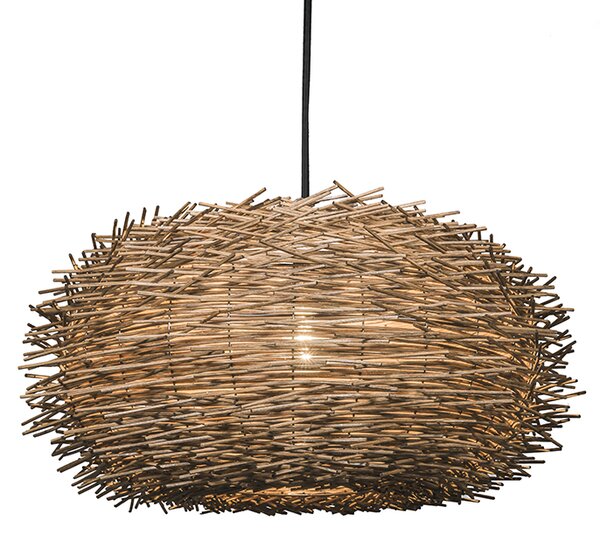 Lampada a sospensione rurale in rattan marrone - Hatch 45