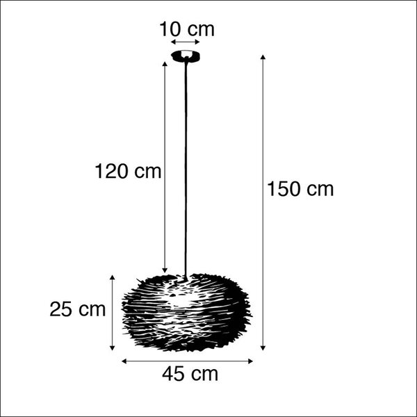 Lampada a sospensione rurale in rattan marrone - Hatch 45