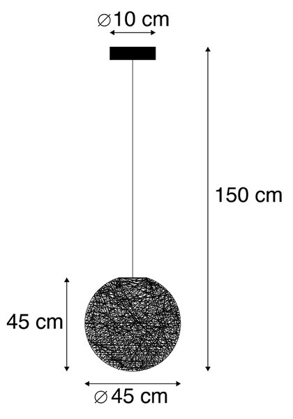 Lampada a sospensione nera 45 cm - Corda