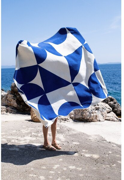 Coperta blu/color crema 150x200 cm Tul – noo.ma