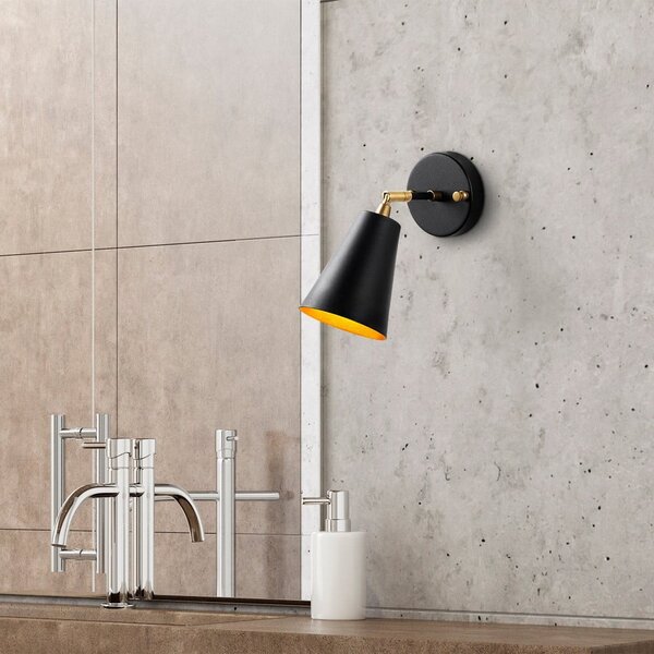 Lampada da parete nera/dorata ø 10 cm Evander – Opviq lights