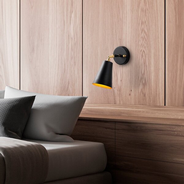 Lampada da parete nera/dorata ø 10 cm Evander – Opviq lights