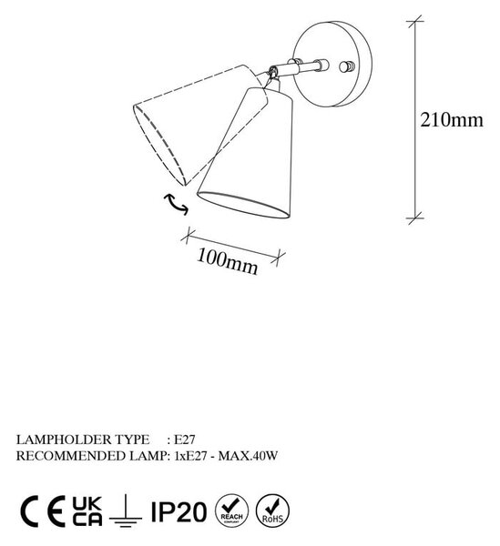 Lampada da parete nera/dorata ø 10 cm Evander – Opviq lights