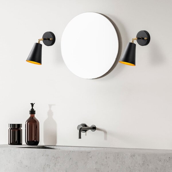 Lampada da parete nera/dorata ø 10 cm Evander – Opviq lights