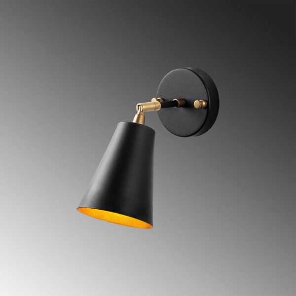 Lampada da parete nera/dorata ø 10 cm Evander – Opviq lights