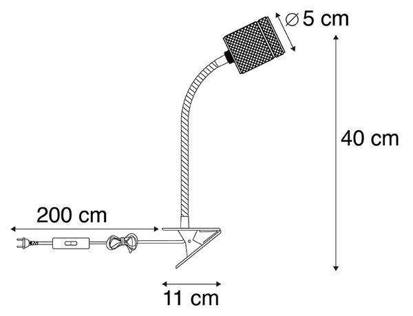 Lampada a morsetto moderna nera braccio flessibile - CAVALUX