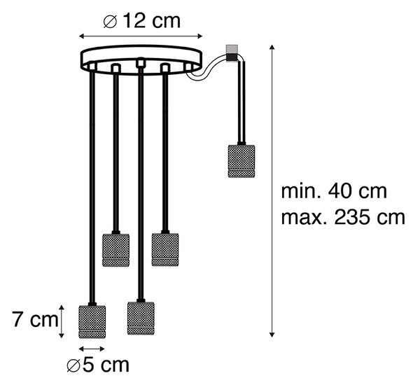 Lampada a sospensione di design nera 5 luci - Cavalux