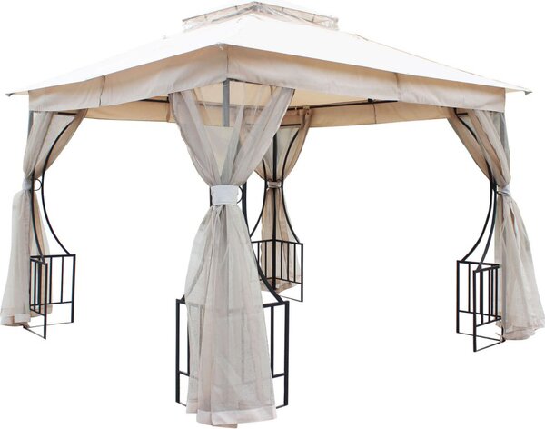 VivaGarden Gazebo Giardino 3x3 mt in Poliestere/Acciaio con Doppio Tetto colore Ecr - Liegi