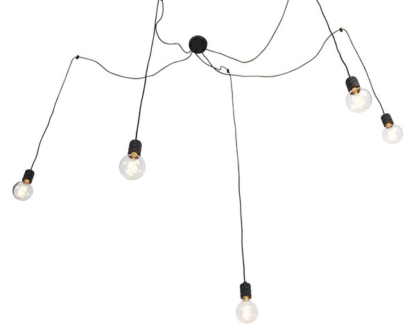 Lampada a sospensione di design nera 5 luci - Cavalux