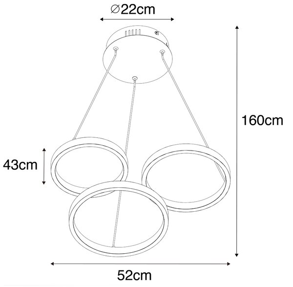 Lampada a sospensione dorata con LED dimmerabile a 3 livelli 3 luci - Rondas