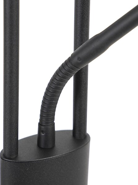 Lampada da terra moderna nera con LED e braccio di lettura - Divine
