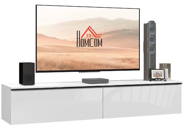 DecHome Mobile TV Sospeso Moderno 2 Ante a Ribalta in Legno Dimensioni 160x35x30 cm colore Bianco Lucido
