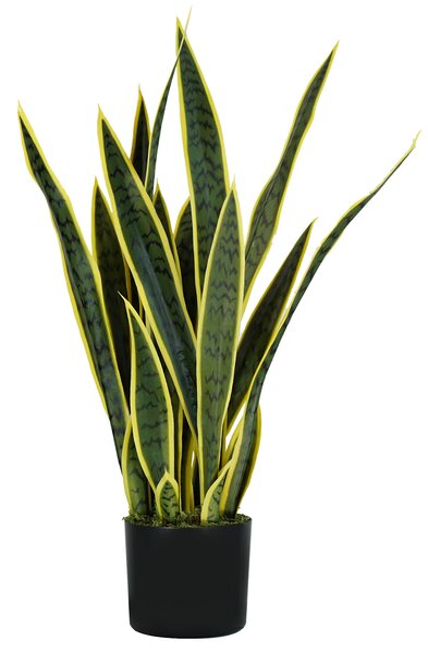 Pianta Artificiale Sansevieria H75 cm con Vaso Verde