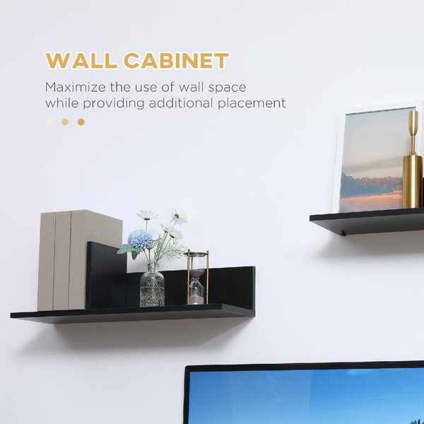 DecHome Parete Attrezzata Moderna Mobile TV + 2 Mensole in Legno Dimensioni 180x33.5x42 cm colore Nero