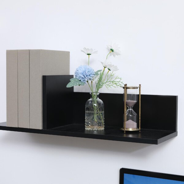 DecHome Parete Attrezzata Moderna Mobile TV + 2 Mensole in Legno Dimensioni 180x33.5x42 cm colore Nero