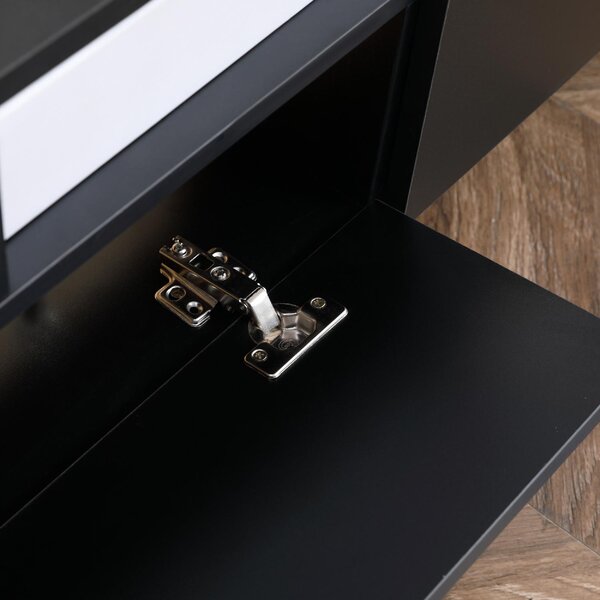DecHome Parete Attrezzata Moderna Mobile TV + 2 Mensole in Legno Dimensioni 180x33.5x42 cm colore Nero
