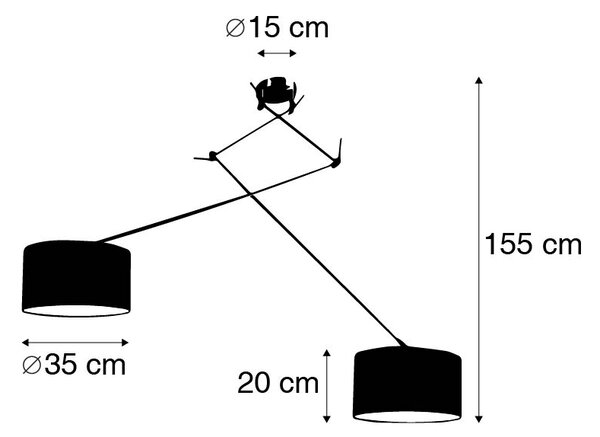 Lampada a sospensione in acciaio con paralume 35 cm bianco regolabile 2 luci - Blitz