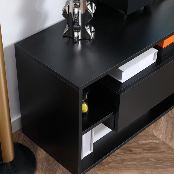 DecHome Parete Attrezzata Moderna Mobile TV + 2 Mensole in Legno Dimensioni 180x33.5x42 cm colore Nero