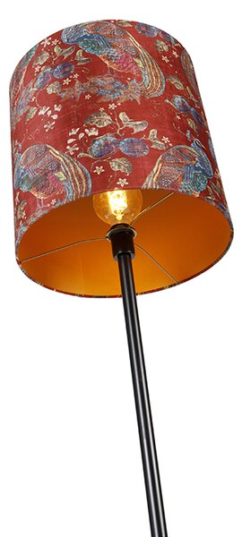 Lampada da terra con paralume nero design pavone rosso 40 cm - Simplo