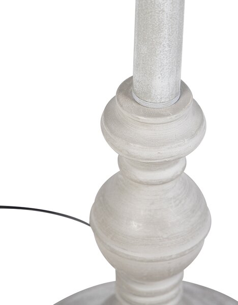 Lampada da terra rustica grigia con paralume in lino nero - Classico