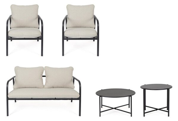 Set di mobili da giardino beige in acciaio per 4 persone Ostuni – Bizzotto
