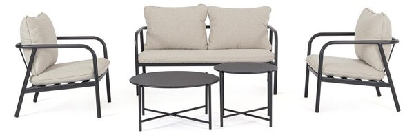 Set di mobili da giardino beige in acciaio per 4 persone Ostuni – Bizzotto