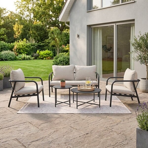 Set di mobili da giardino beige in acciaio per 4 persone Ostuni – Bizzotto