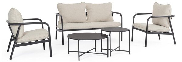 Set di mobili da giardino beige in acciaio per 4 persone Ostuni – Bizzotto