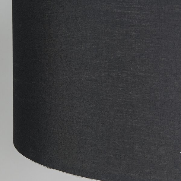 Lampada da terra moderna in ottone con paralume nero - Ilse
