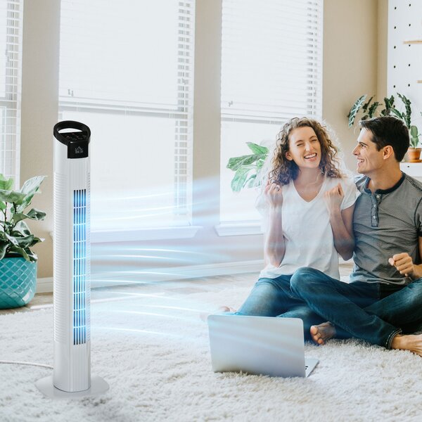 HOMCOM Ventilatore a Colonna Torre con Telecomando e Oscillazione, 3 Funzioni e 3 Velocità, Timer 7.5 Ore, Diametro 20x78.5cm|Aosom