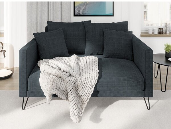 Divano grigio scuro con rivestimento in ciniglia 140 cm Freya – Ropez