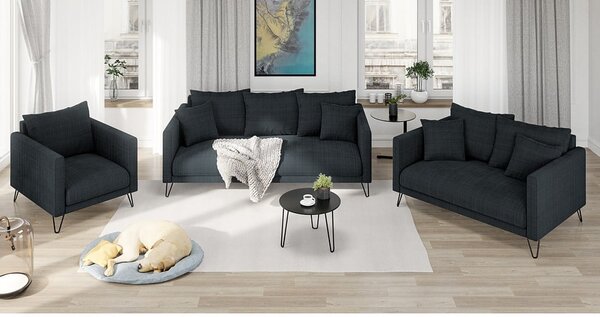 Divano grigio scuro con rivestimento in ciniglia 140 cm Freya – Ropez